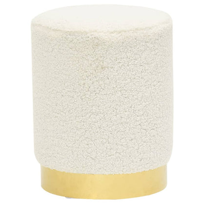 Round White Fleece Stool