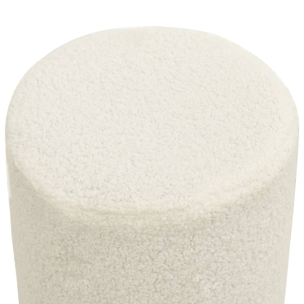 Round White Fleece Stool