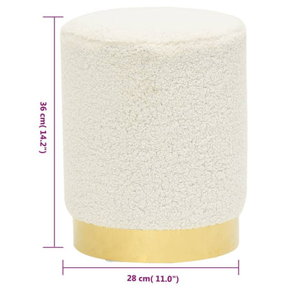 Round White Fleece Stool