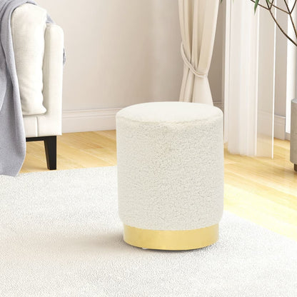 Round White Fleece Stool