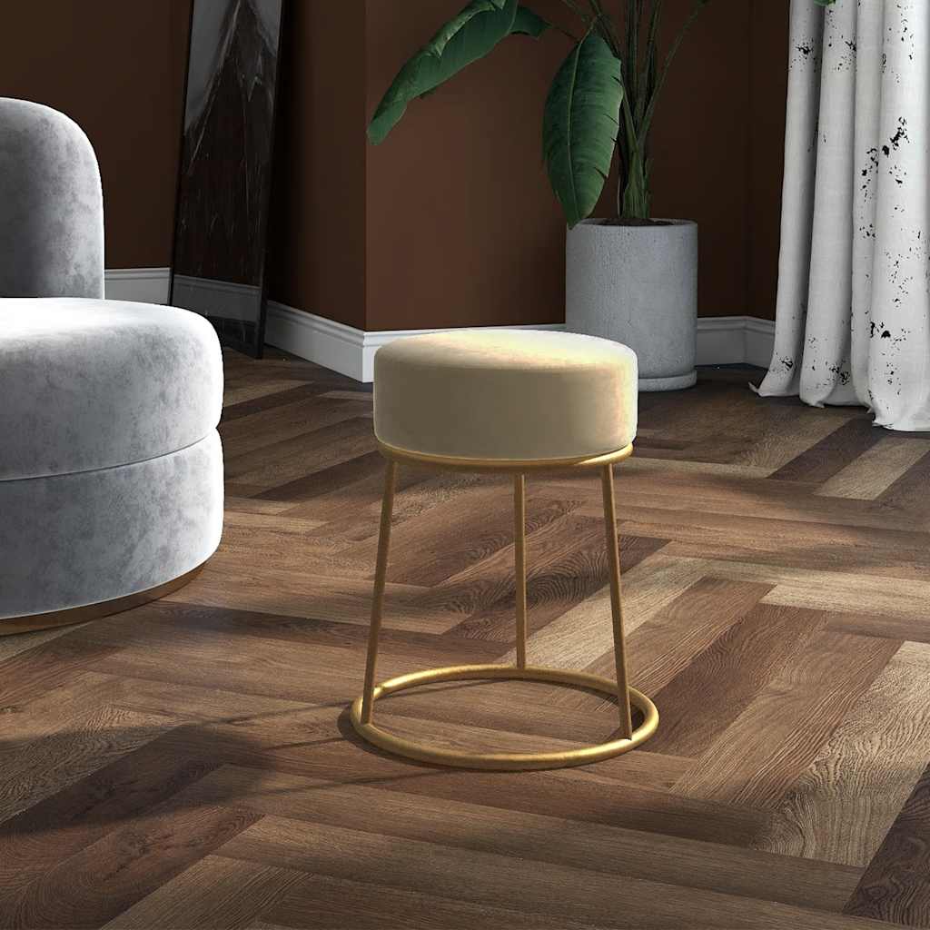 Sgabello Rotondo Grigio Scuro in Velluto - homemem39