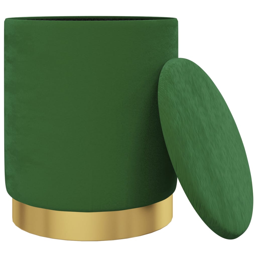 Sgabello Rotondo con Contenitore Verde in Velluto 31 x 37 cm - homemem39