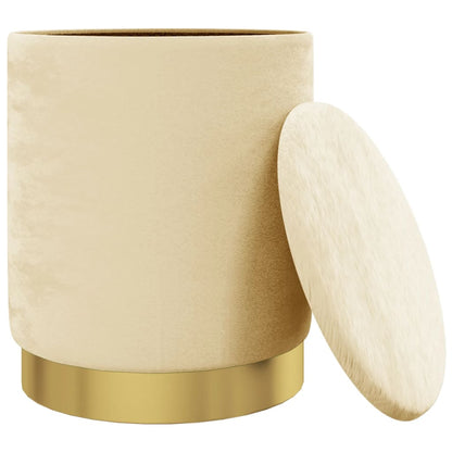 Sgabello Rotondo con Contenitore Albicocca in Velluto 31 x 37 cm