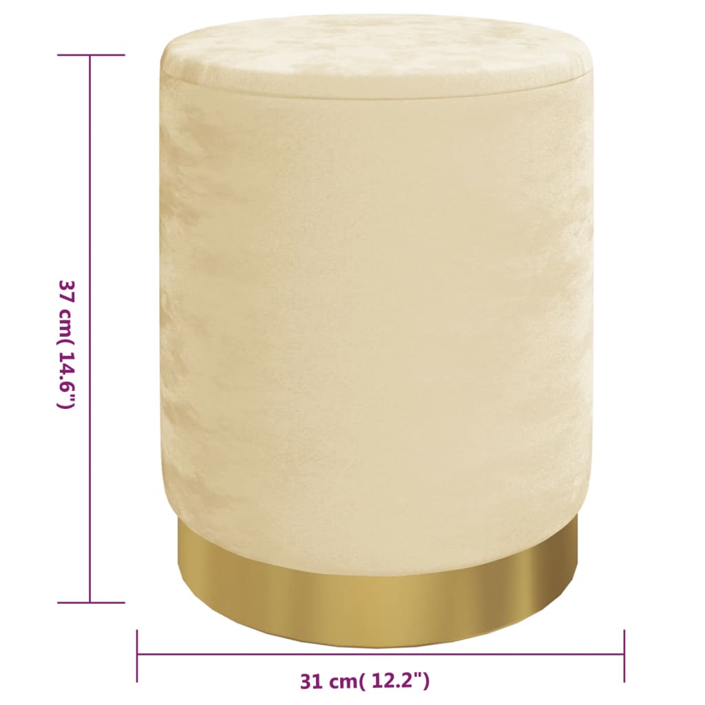 Sgabello Rotondo con Contenitore Albicocca in Velluto 31 x 37 cm