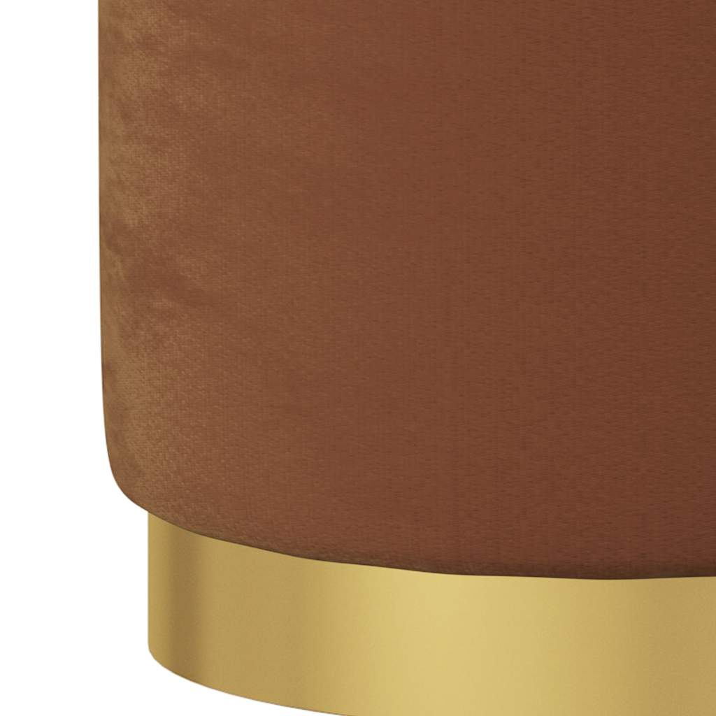 Sgabello Rotondo con Contenitore Marrone in Velluto 31 x 37 cm