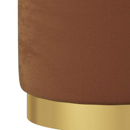Sgabello Rotondo con Contenitore Marrone in Velluto 31 x 37 cm