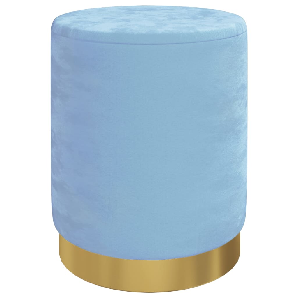 Sgabello Rotondo con Contenitore Azzurro in Velluto 31 x 37 cm - homemem39
