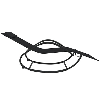 Lettini Prendisole a Dondolo 2 pz in Acciaio e Textilene Nero - homemem39