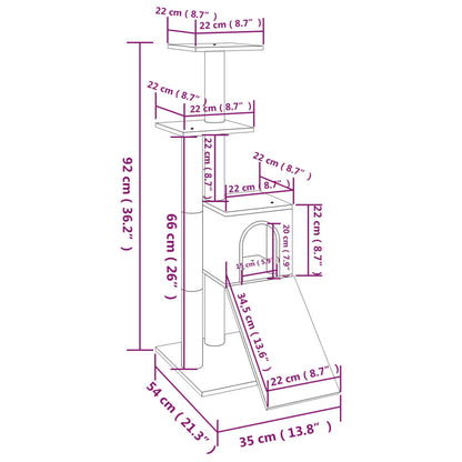 Albero per Gatti con Tiragraffi in Sisal Grigio Chiaro 92 cm - homemem39