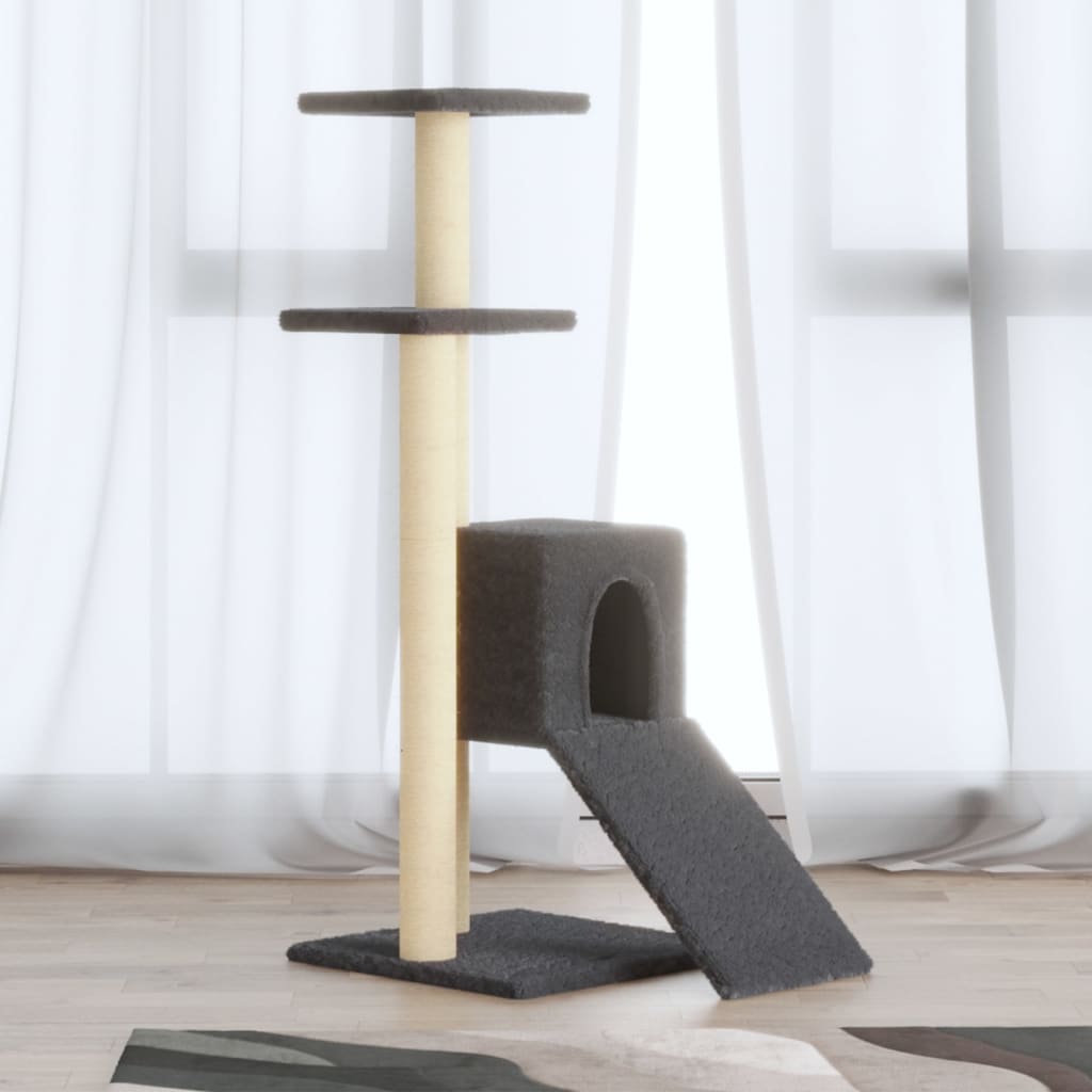 Albero per Gatti con Tiragraffi in Sisal Grigio Scuro 92 cm | homemem39