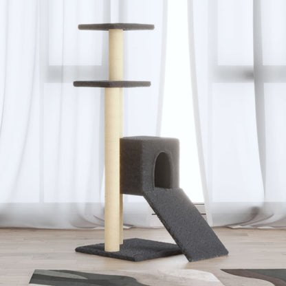 Albero per Gatti con Tiragraffi in Sisal Grigio Scuro 92 cm | homemem39