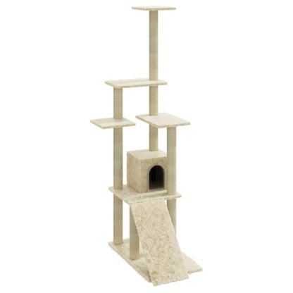 Albero per Gatti con Tiragraffi in Sisal Crema 155 cm | homemem39