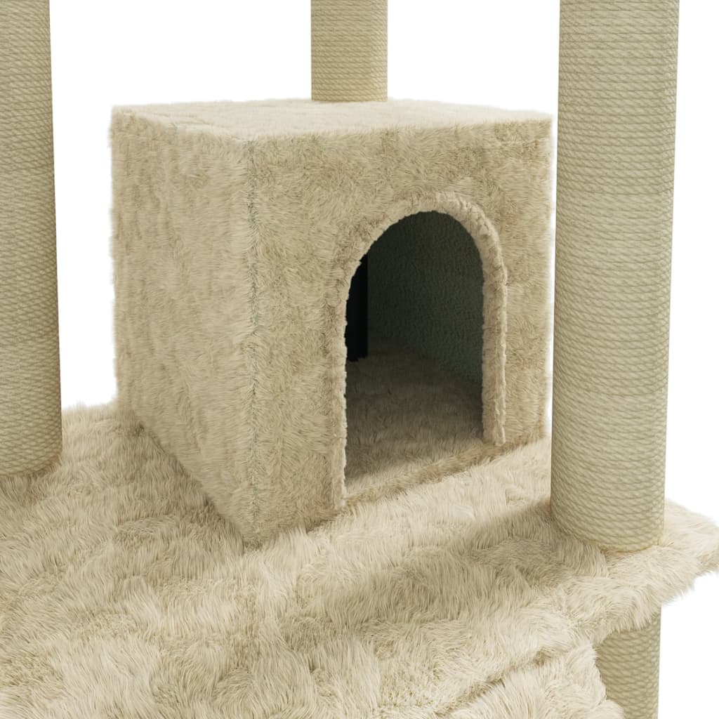 Albero per Gatti con Tiragraffi in Sisal Crema 155 cm | homemem39