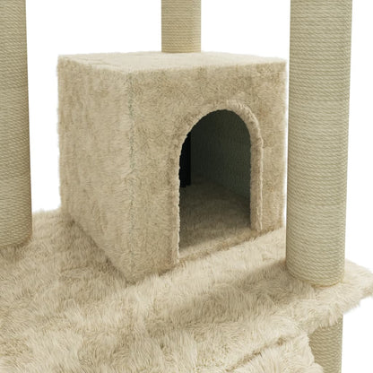 Albero per Gatti con Tiragraffi in Sisal Crema 155 cm | homemem39