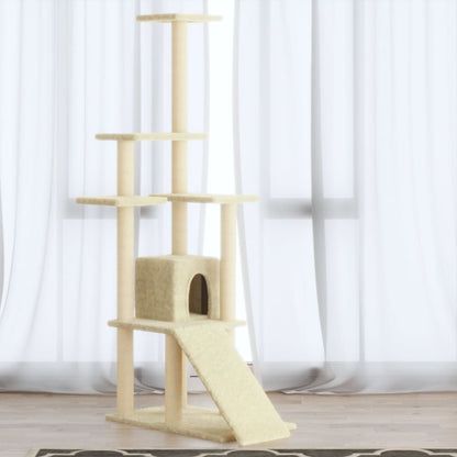 Albero per Gatti con Tiragraffi in Sisal Crema 155 cm | homemem39