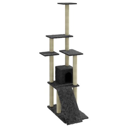 Albero per Gatti con Tiragraffi in Sisal Grigio Scuro 155 cm | homemem39