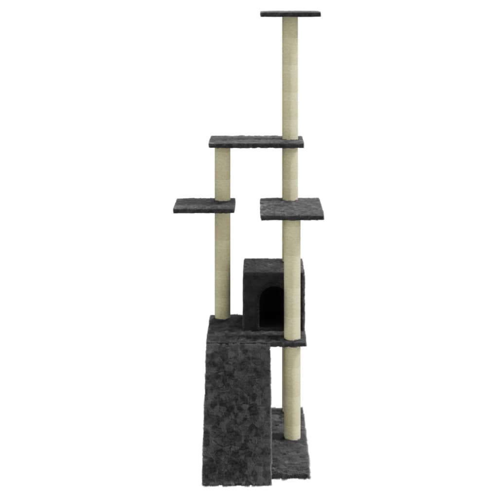 Albero per Gatti con Tiragraffi in Sisal Grigio Scuro 155 cm | homemem39