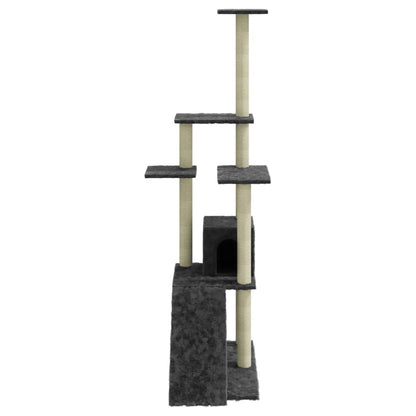 Albero per Gatti con Tiragraffi in Sisal Grigio Scuro 155 cm | homemem39