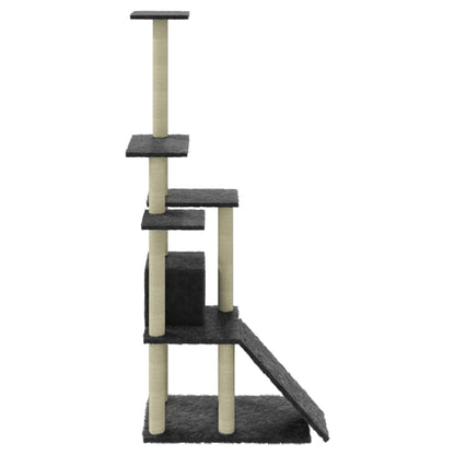 Albero per Gatti con Tiragraffi in Sisal Grigio Scuro 155 cm | homemem39