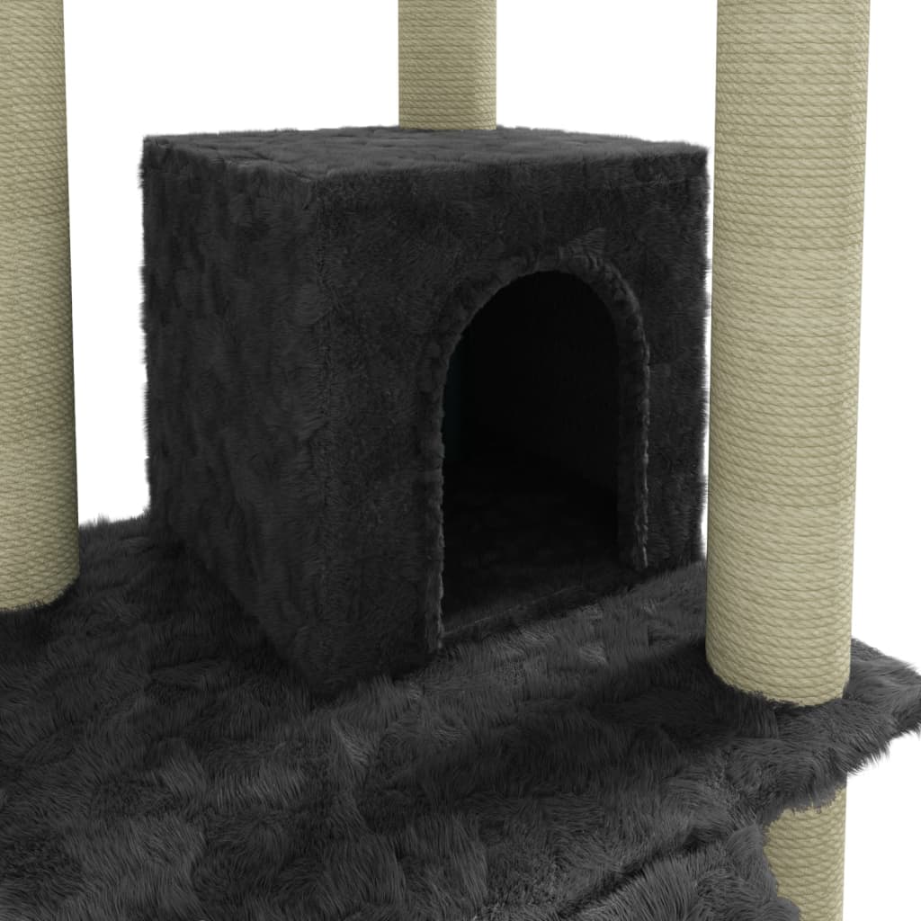 Albero per Gatti con Tiragraffi in Sisal Grigio Scuro 155 cm | homemem39