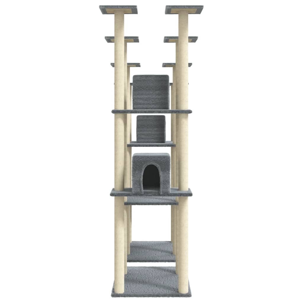 Albero per Gatti con Tiragraffi in Sisal Grigio Chiaro 174 cm | homemem39