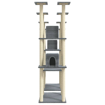 Albero per Gatti con Tiragraffi in Sisal Grigio Chiaro 174 cm | homemem39
