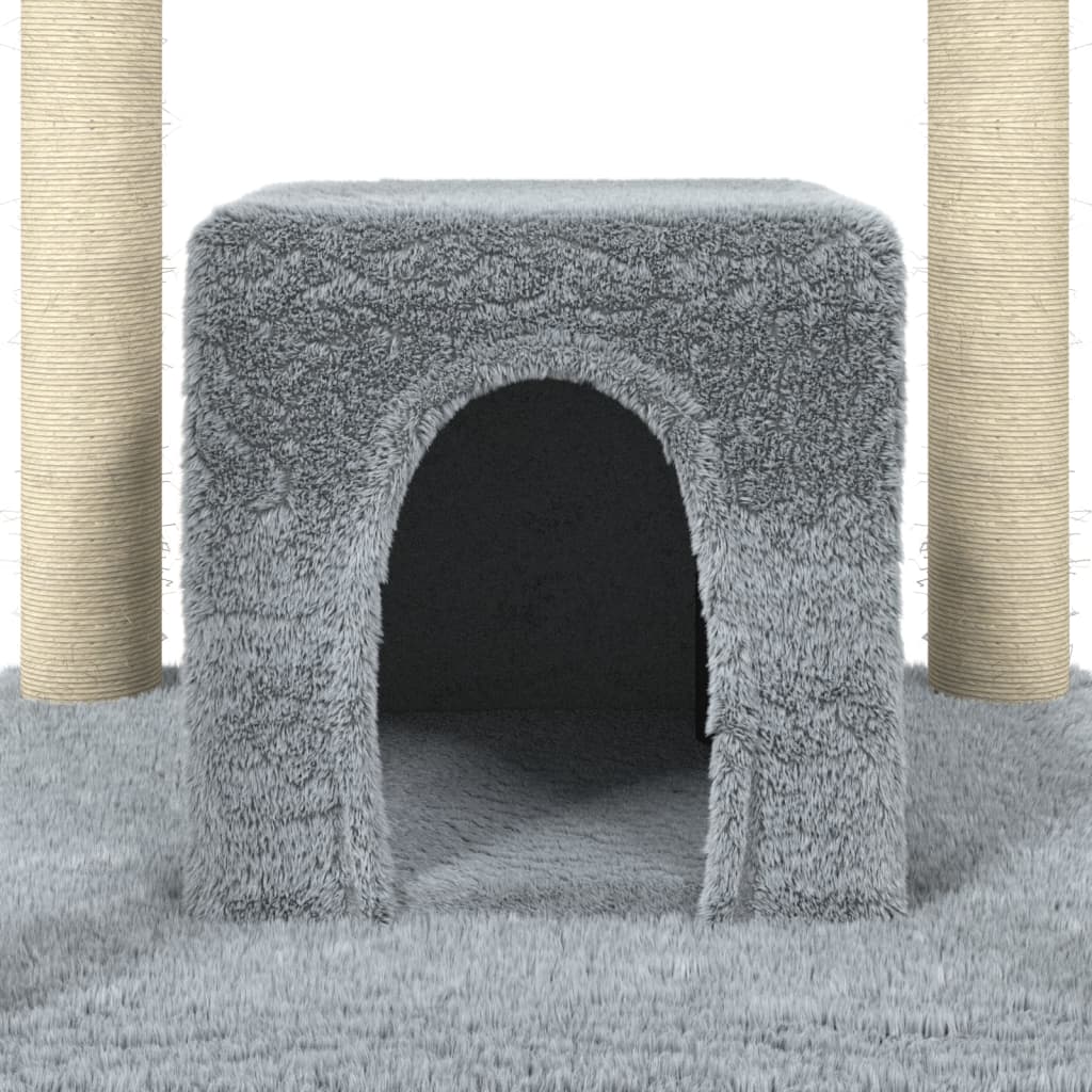 Albero per Gatti con Tiragraffi in Sisal Grigio Chiaro 174 cm | homemem39