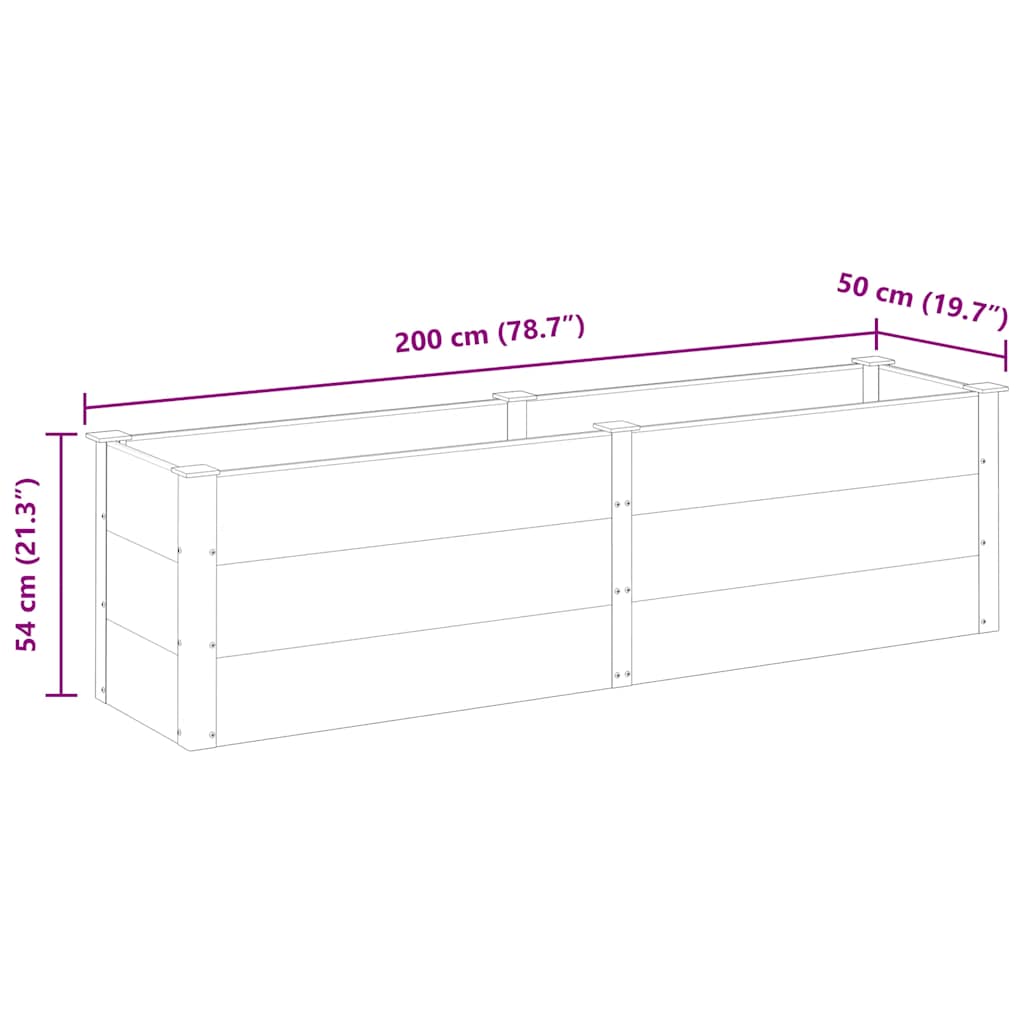 Fioriera Rialzata da Giardino 200x50x54 cm in WPC Grigio | homemem39