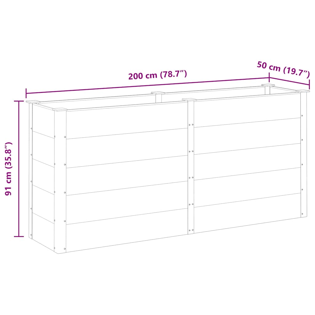 Fioriera Rialzata da Giardino 200x50x91 cm in WPC Grigio | homemem39