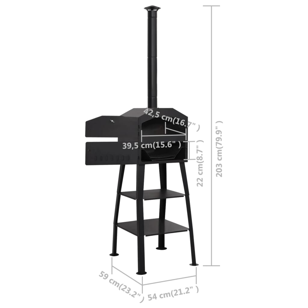 Forno per Pizza da Esterno a Carbone con 2 Pietre Refrattarie - homemem39