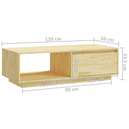 Tavolino da Salotto 110x50x33,5 cm in Legno Massello di Pino