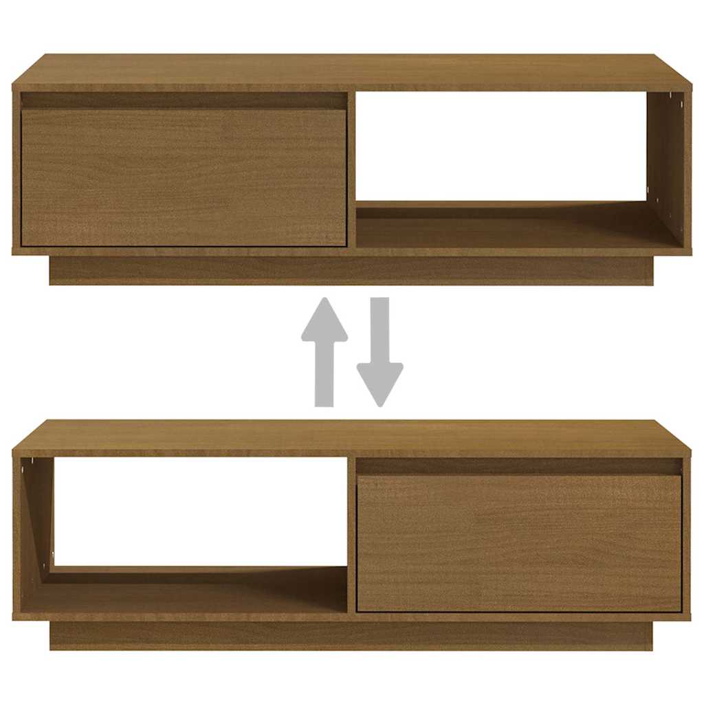 Tavolino Marrone ambra 110x50x33,5 cm in Legno Massello di Pino