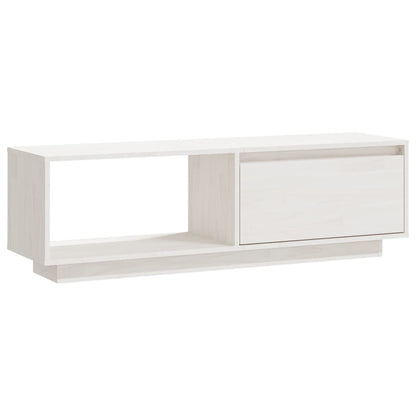 Mobile Porta TV Bianco 110x30x33,5 cm in Legno Massello di Pino - homemem39