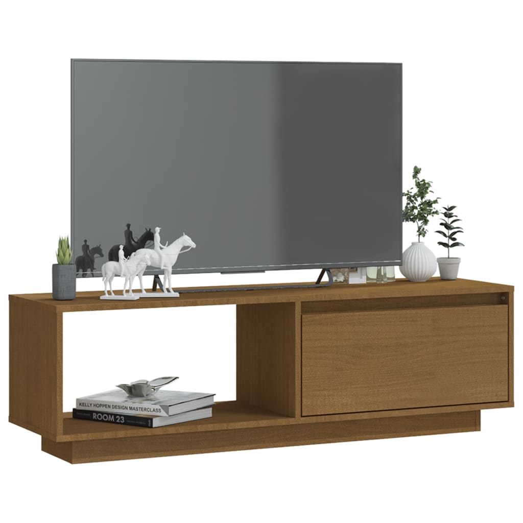 Mobile Porta TV Marrone Ambra 110x30x33,5 cm in Legno di Pino - homemem39