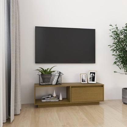 Mobile Porta TV Marrone Ambra 110x30x33,5 cm in Legno di Pino - homemem39
