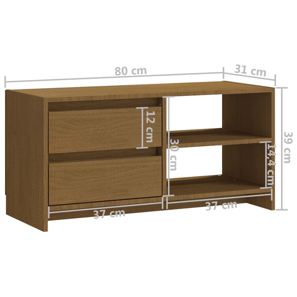 Mobile Porta TV Marrone Ambra 80x31x39 cm in Legno di Pino - homemem39