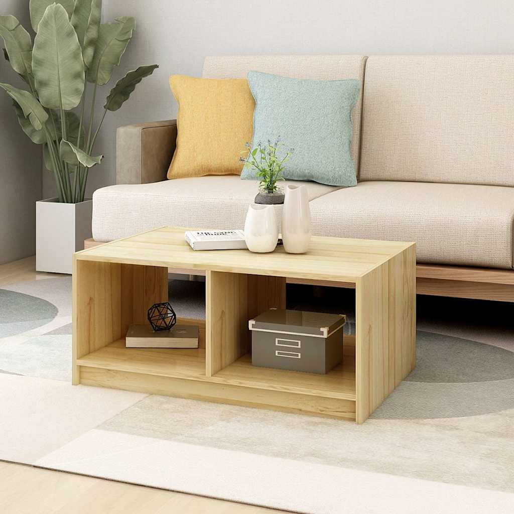 Tavolino da Salotto 75x50x33,5 cm Legno Massello di Pino