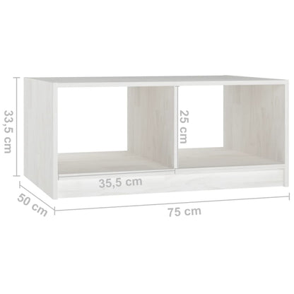 Tavolino da Salotto Bianco 75x50x33,5 cm Legno Massello di Pino | homemem39