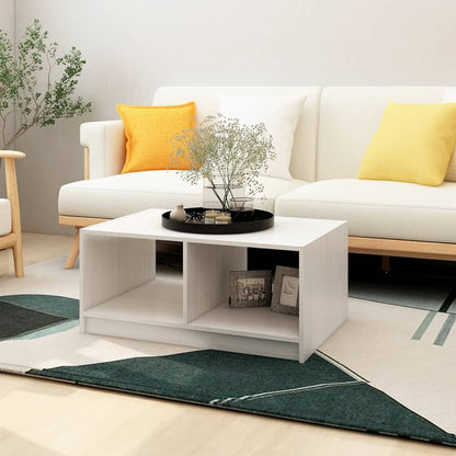Tavolino da Salotto Bianco 75x50x33,5 cm Legno Massello di Pino | homemem39