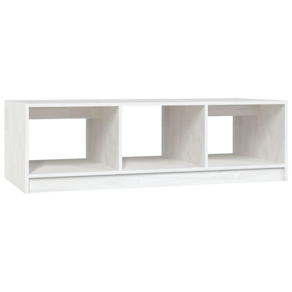 Tavolino da Salotto Bianco 110x50x34 cm Legno Massello di Pino | homemem39