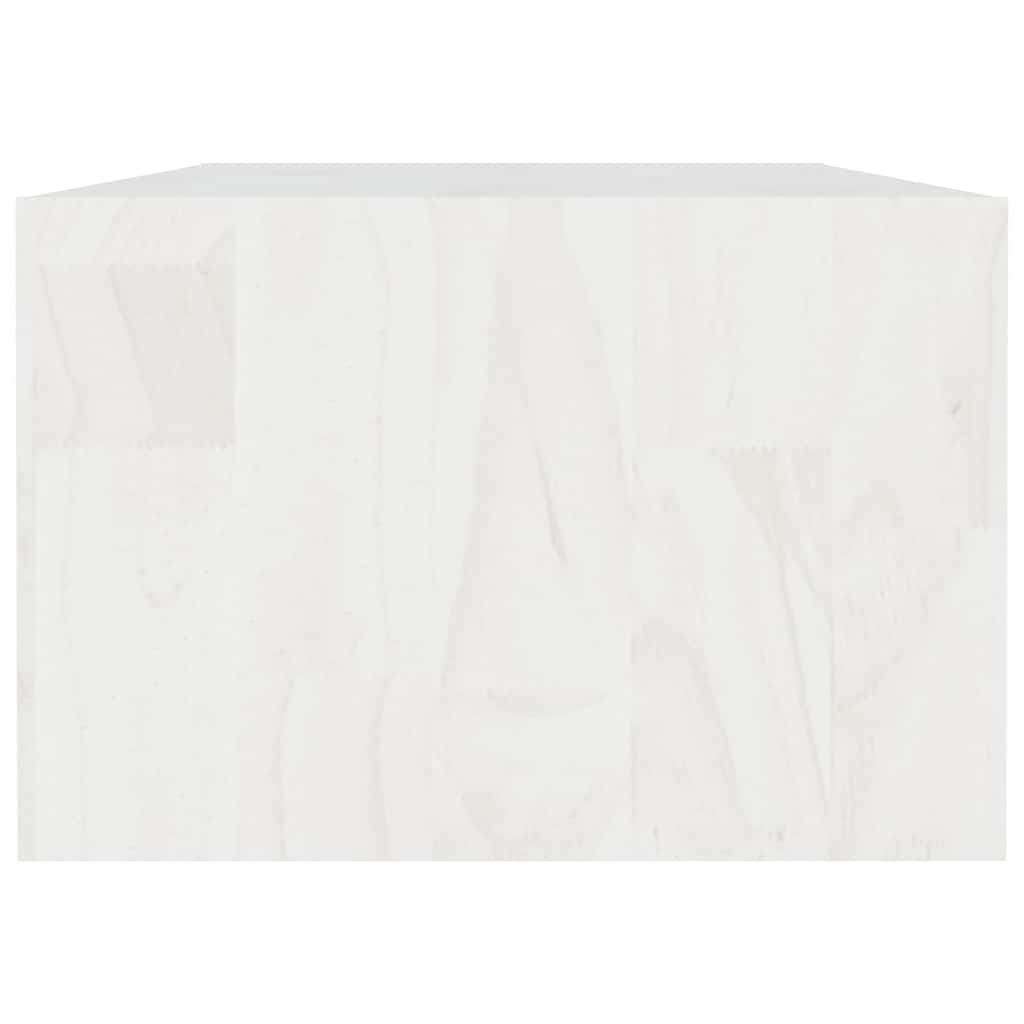 Tavolino da Salotto Bianco 110x50x34 cm Legno Massello di Pino