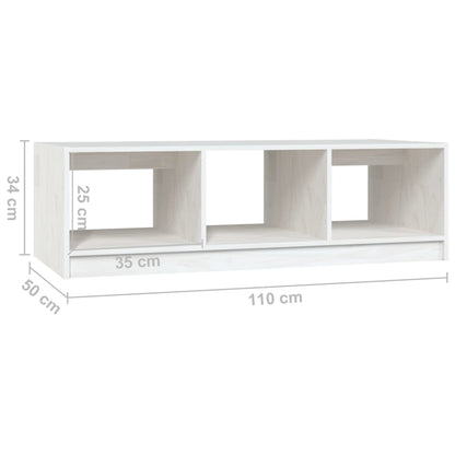 Tavolino da Salotto Bianco 110x50x34 cm Legno Massello di Pino | homemem39