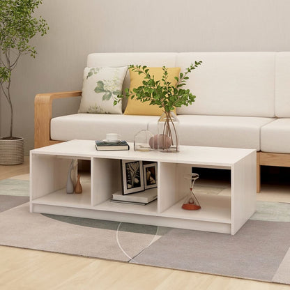 Tavolino da Salotto Bianco 110x50x34 cm Legno Massello di Pino | homemem39