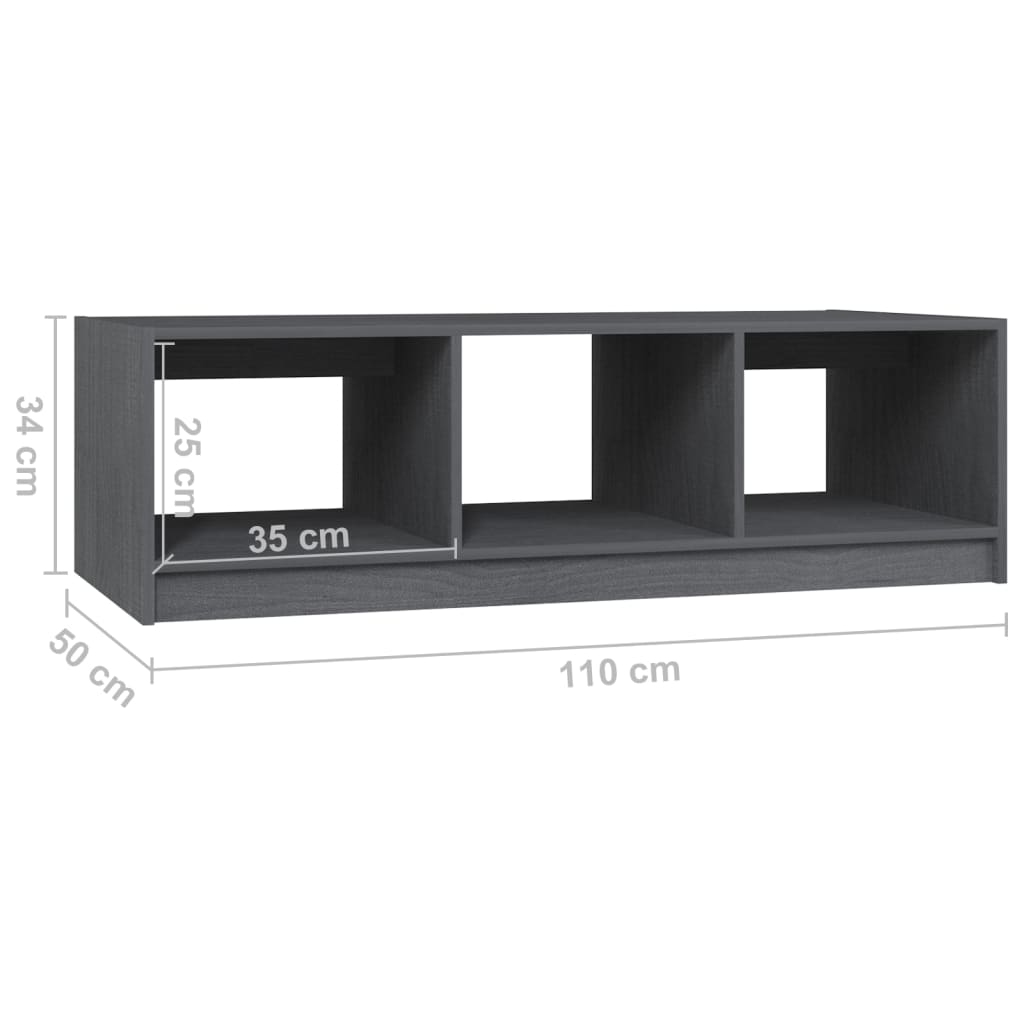 Tavolino da Salotto Grigio 110x50x34 cm Legno Massello di Pino | homemem39