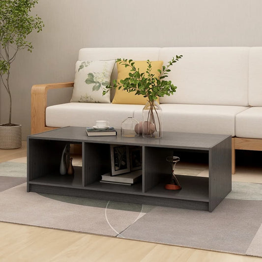 Tavolino da Salotto Grigio 110x50x34 cm Legno Massello di Pino | homemem39