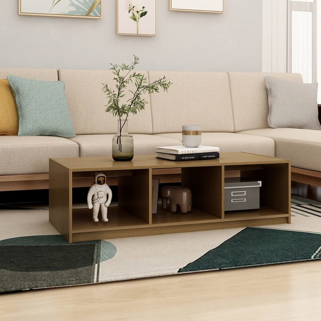 Tavolino da Salotto ambra 110x50x34 cm Legno Massello di Pino | homemem39