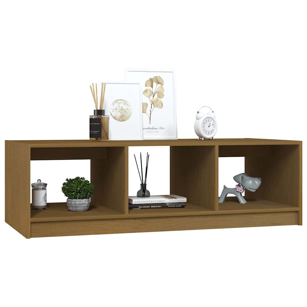 Tavolino da Salotto ambra 110x50x34 cm Legno Massello di Pino