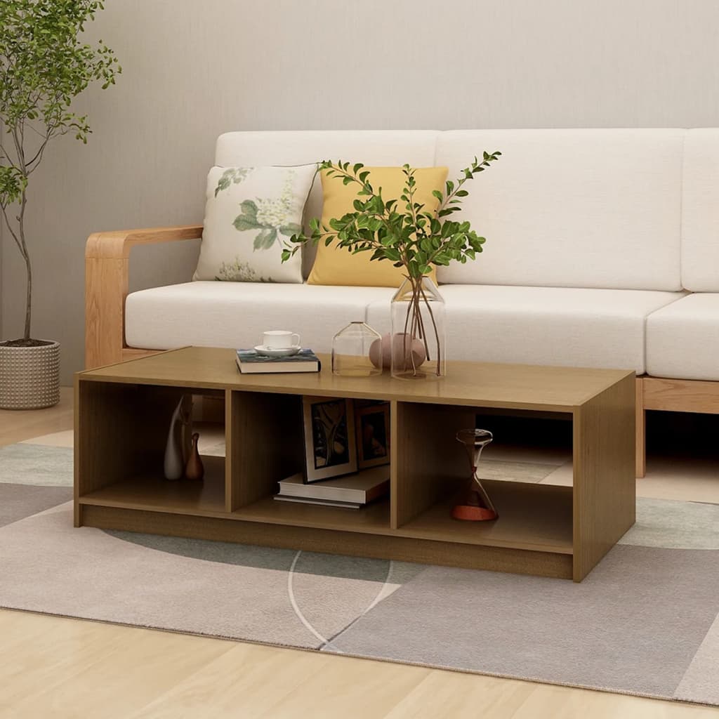 Tavolino da Salotto ambra 110x50x34 cm Legno Massello di Pino | homemem39