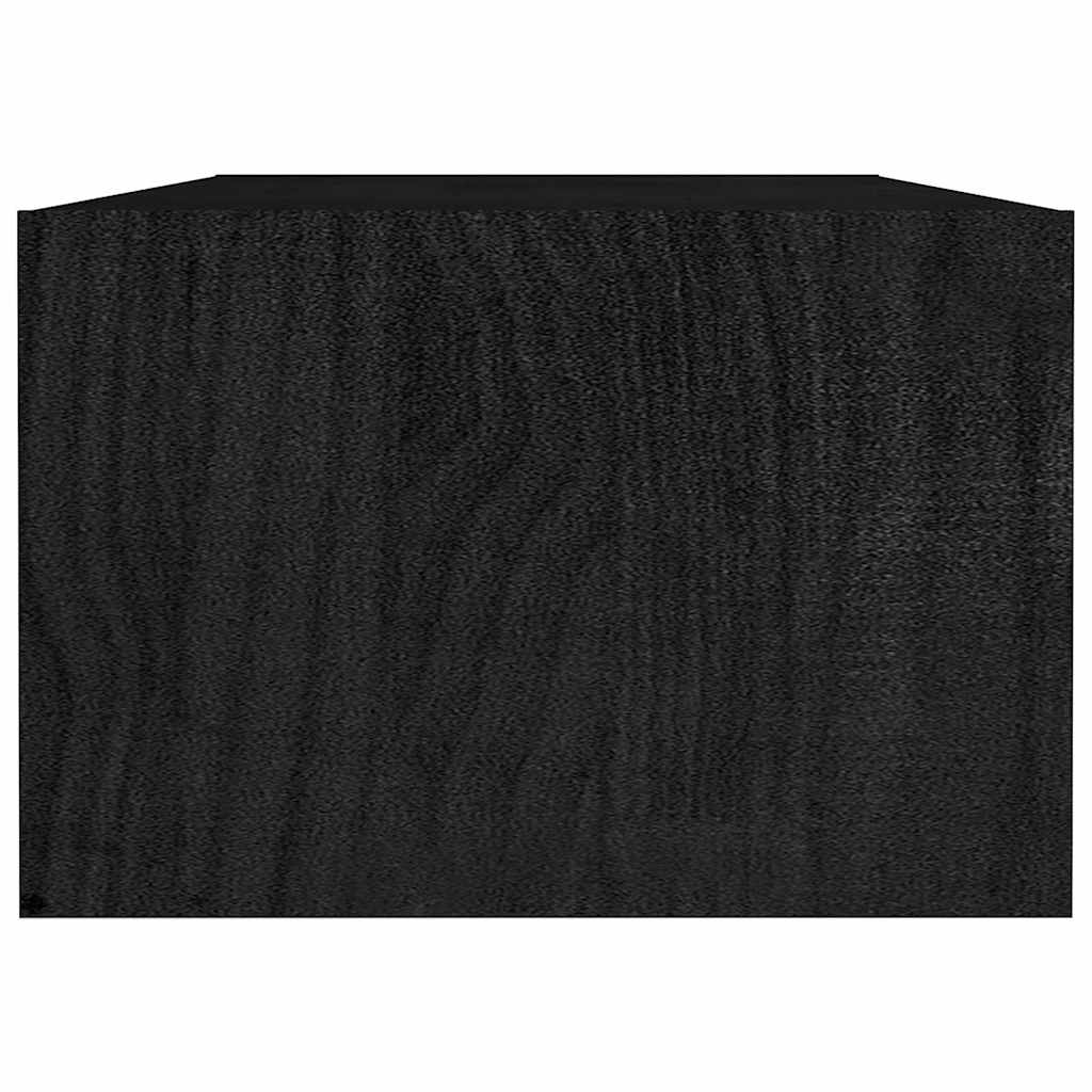 Tavolino da Salotto Nero 110x50x34 cm Legno Massello di Pino