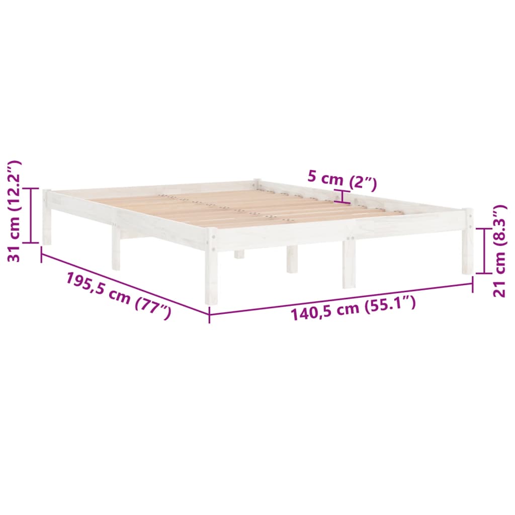 Giroletto Bianco in Legno Massello 135x190 cm Double